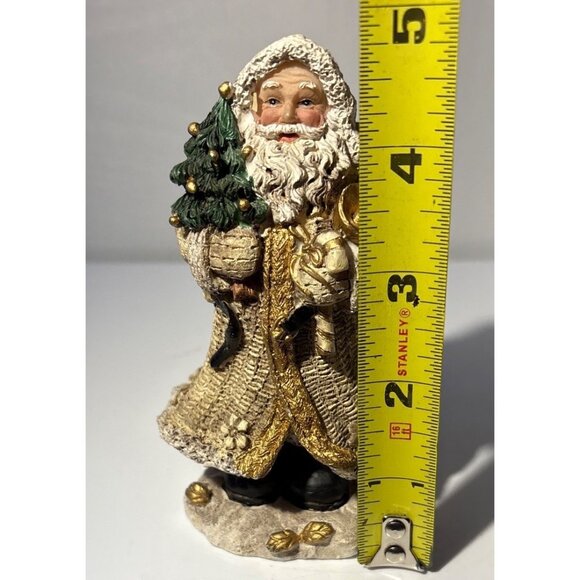 Abbott Collection Santa Claus Figurine Old World Santa Holding Tree & Bell Gold - Picture 7 of 8